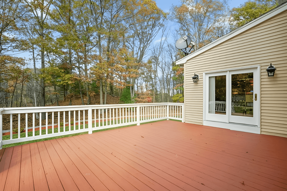 home remodeling Framingham MA deck with a satellite dish on the side