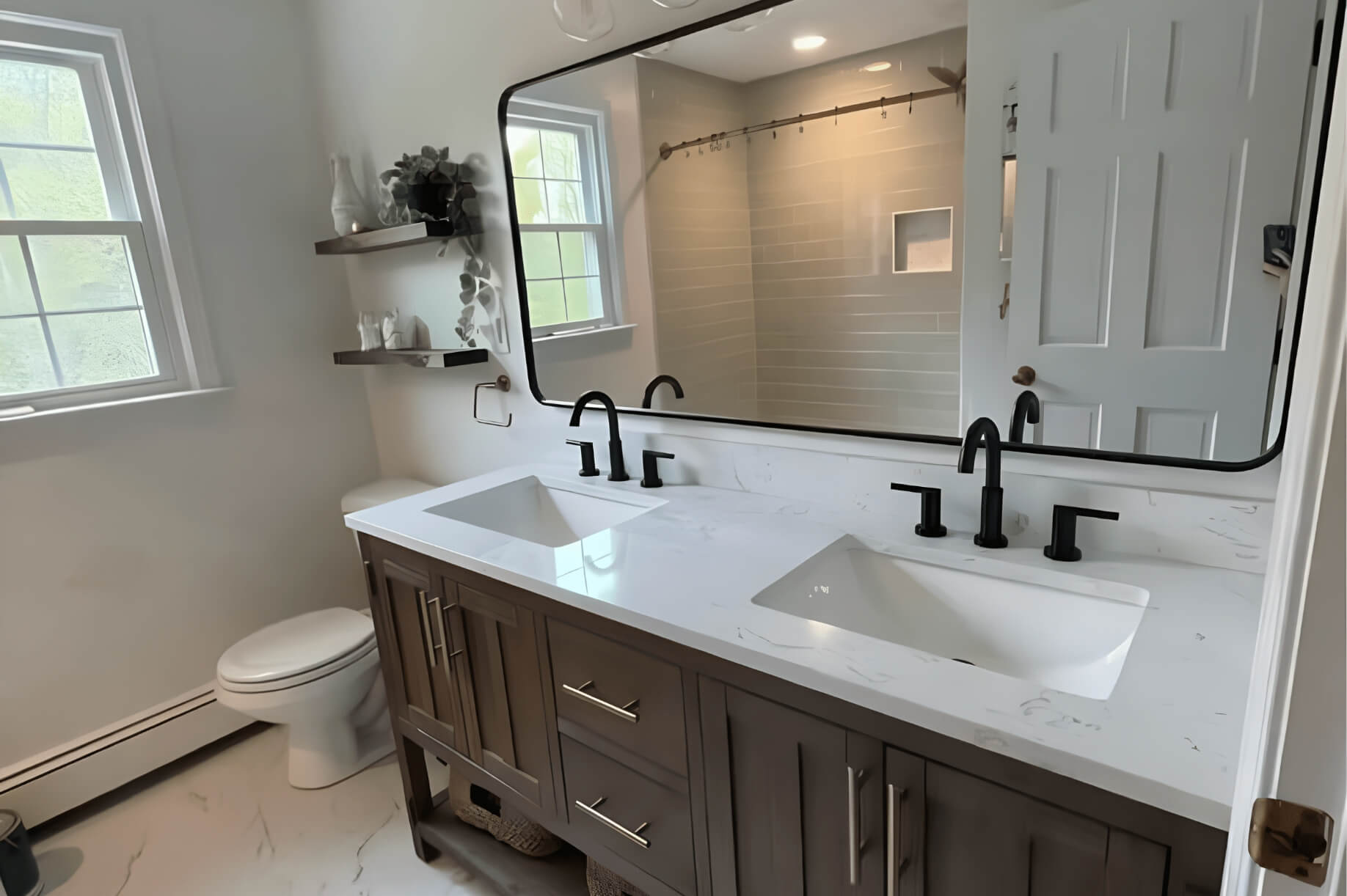 Custom bathroom remodel with tiled shower – bathroom remodeling Natick MA